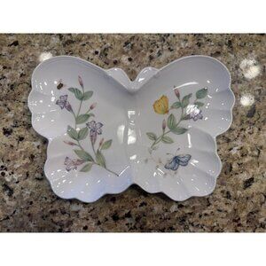 Lenox Butterfly Meadow Hors d'Oeuvre Serving Tray Plate Dish Shape Spring 10 X 7